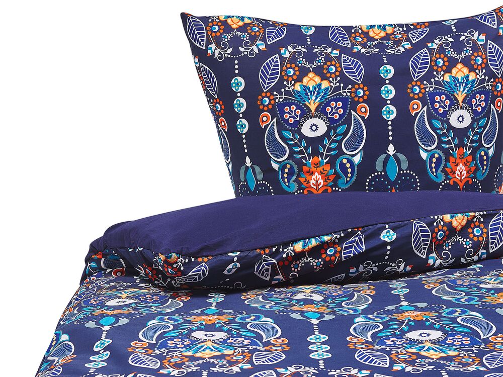 Bettwäsche-Set MADRONA 155 x 220 cm Baumwollsatin Dunkelblau