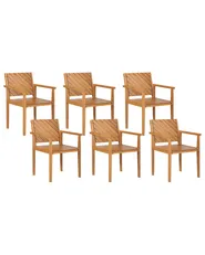 Set of 6 Garden Chairs BARATTI Acacia Wood Brown_869030