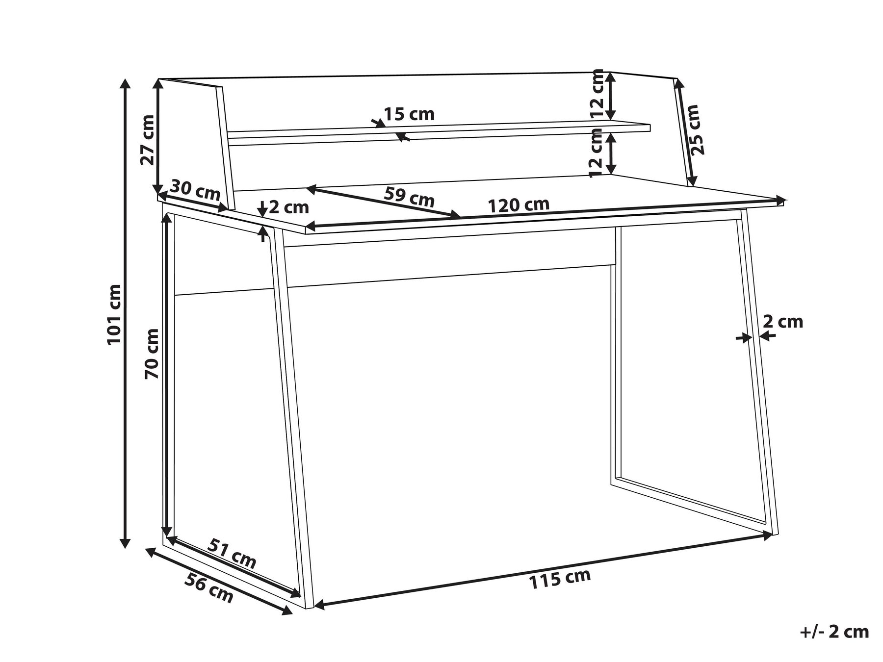Schreibtisch GORUS 120 cm 59 cm Hellbraun_824534