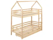 Hochbett mit Schubladen GIRGOLS Kiefernholz Hellbraun 90 x 200 cm mit Stauraum_967901