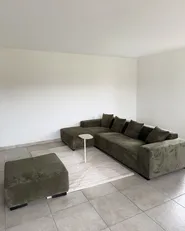 Corner Sofa 4 Seater LUNGO with Ottoman Corduroy Green Right Hand_1052547