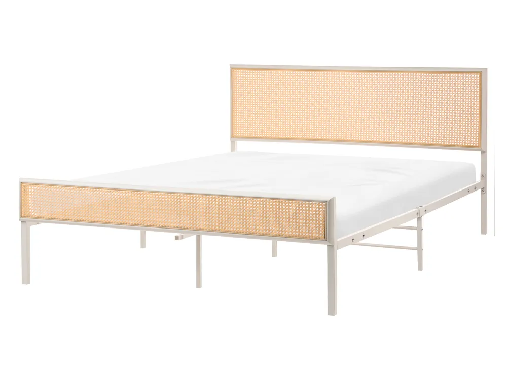 Bett mit Lattenrost Polyrattan AVANTON 140 x 200 cm Beige