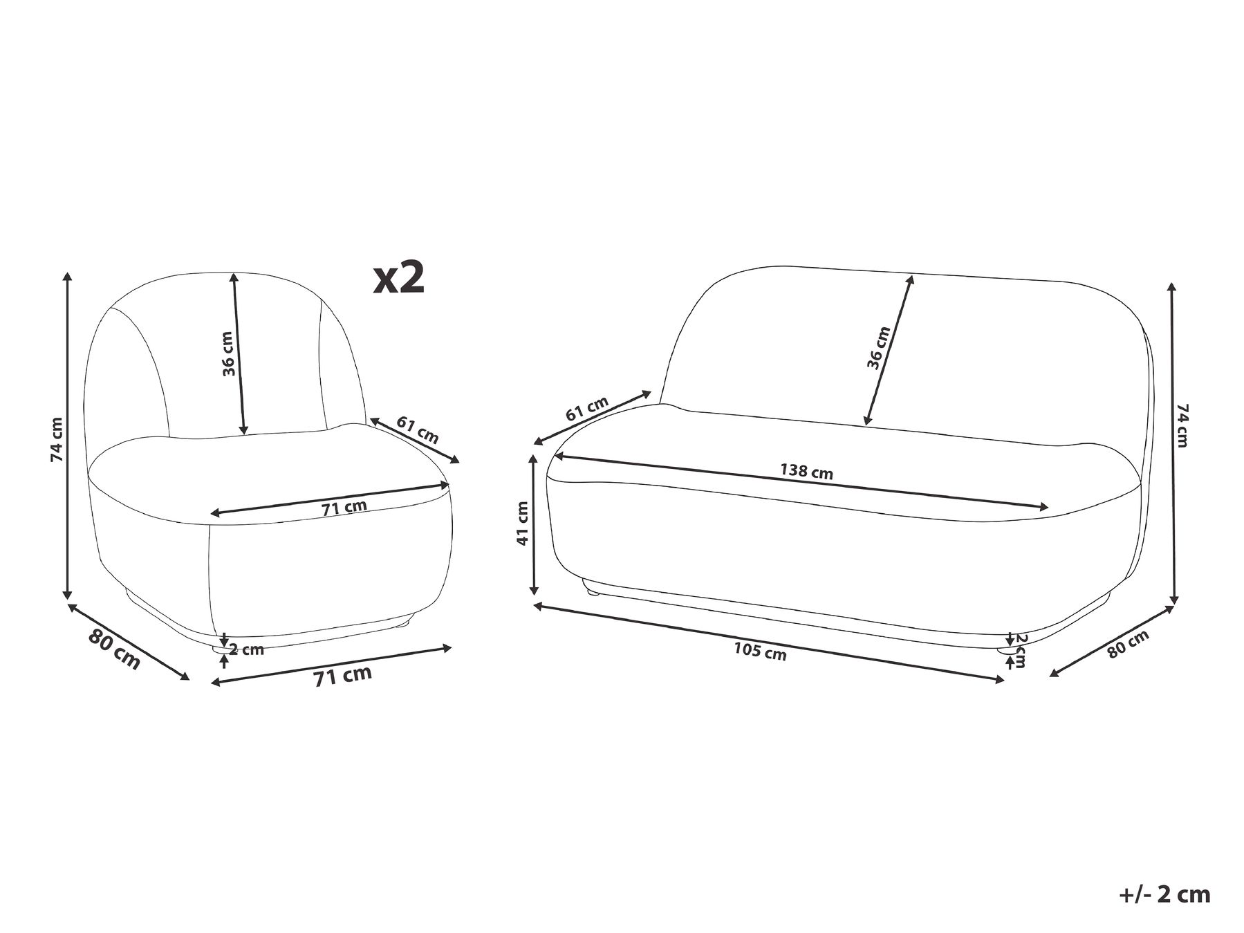Sofa Set 4-Sitzer LOVBERG Stoff Beige_1071843