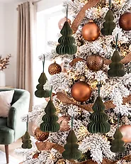 Set of 19 Christmas Tree Ornaments ORKLA Paper Green_1188382