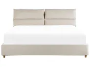 Bett mit Stauraum BATILLY Samtstoff Hellbeige 180 x 200 cm_830122