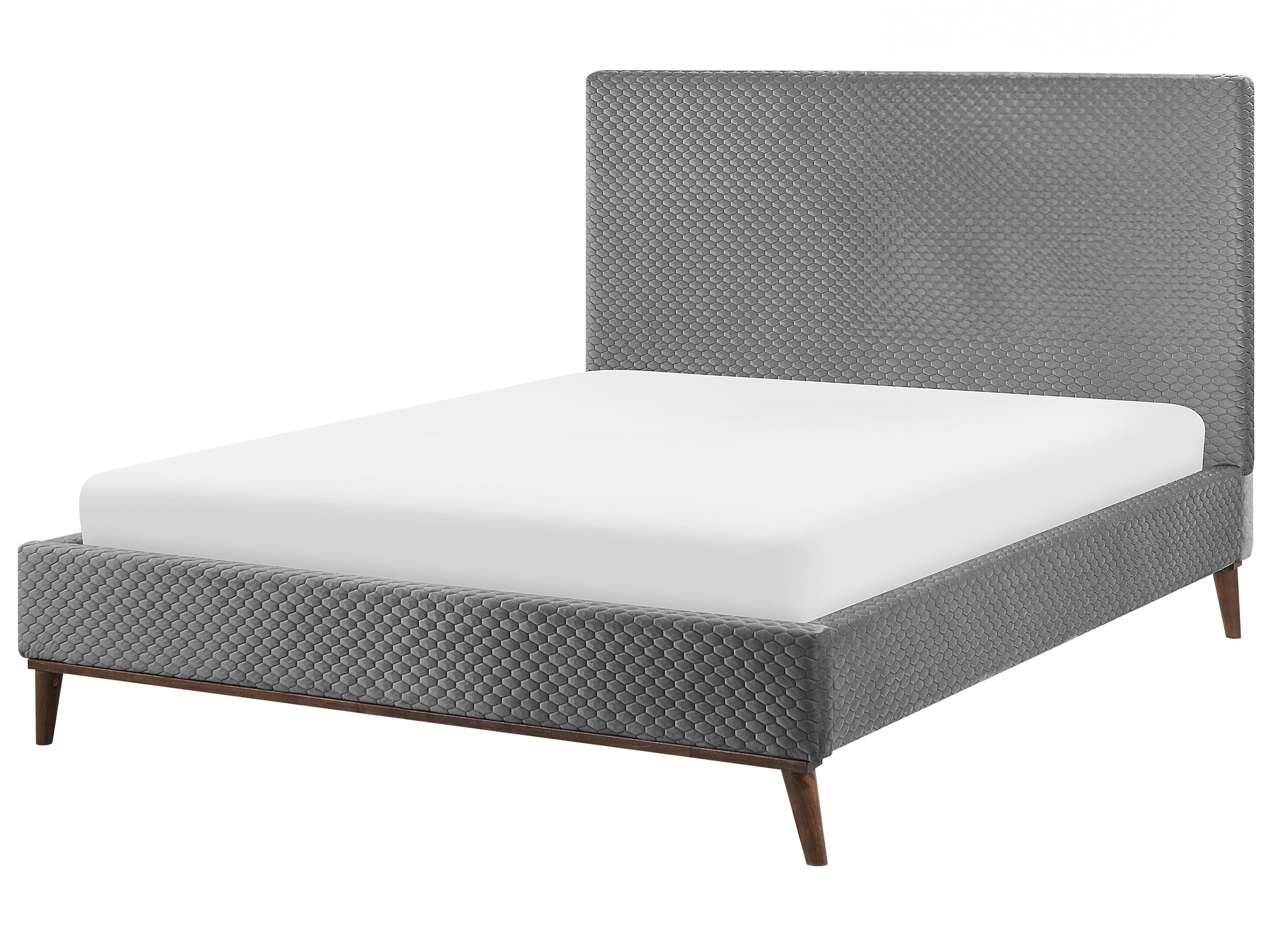 Krevet Samet BAYONNE 140 x 200 cm svijetlosivi_1011889