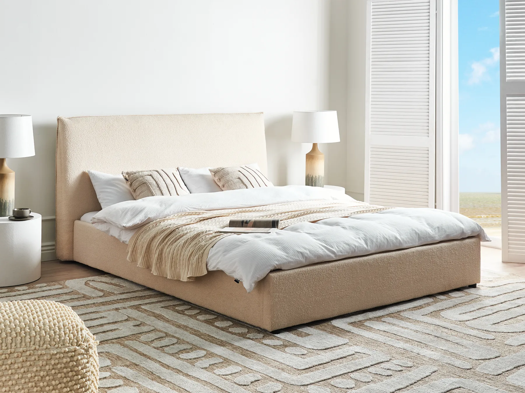 Wasserbett Bouclé LAVAUR 160 x 200 cm Beige_985885