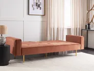 Sofa Bed 3 Seater VISNES Velvet Golden Brown_921877