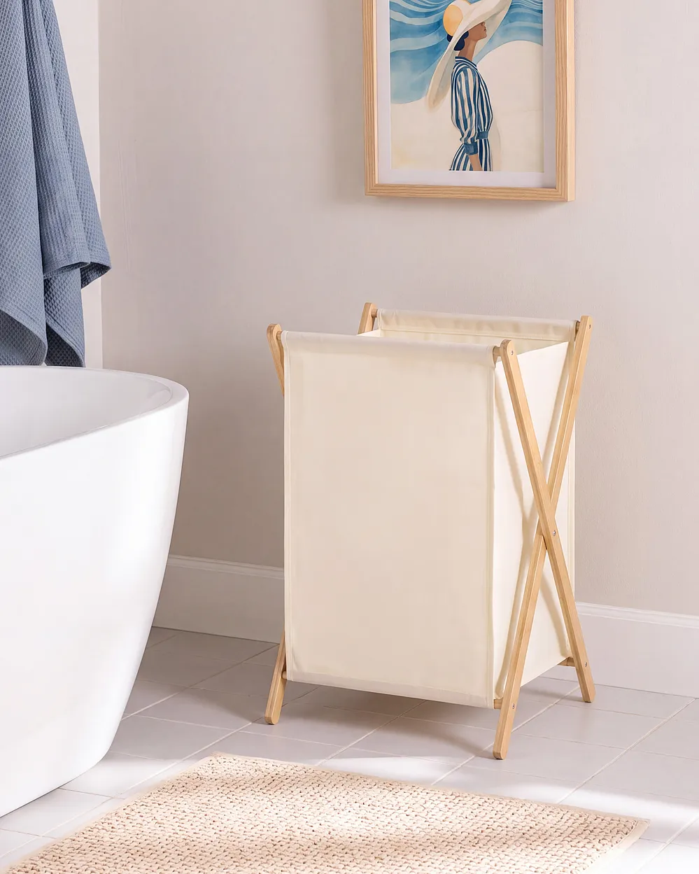 Laundry Basket CAHUIL Bamboo Light Brown 69 L