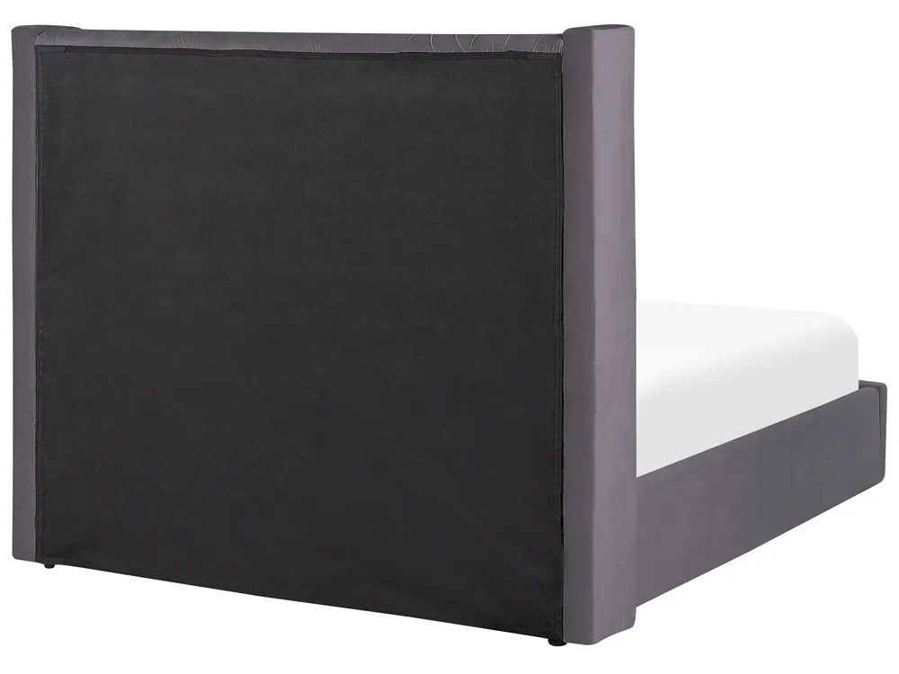 Ottoman Bed LUBBON Velvet Grey 140 x 200 cm (EU Double)_833593