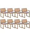 Set mit 8 Stühlen und Sitzkissen SASSARI II zertifiziertes Akazienholz Marineblau