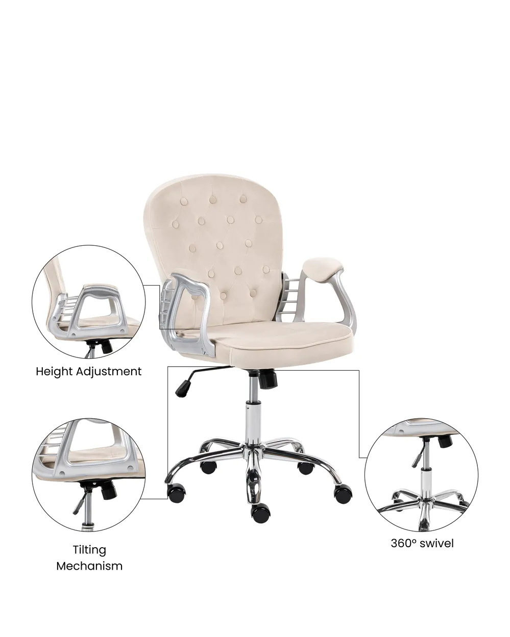 Desk Chair PRINCESS Velvet Taupe_1071088