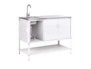 Outdoor-Küche 2er Set mit Spüle MAENZA Weiß Metall_1045034