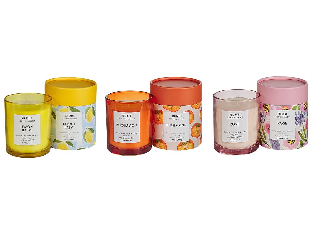 Duftkerzen 3er Set COLORFUL BARREL Sojawachs Orientalische Note Krautige Note Blumige Note