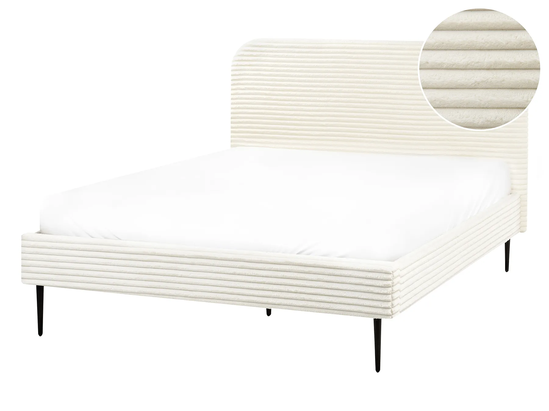 Bed Corduroy FLAYAT 140 x 200 cm (EU Double) Off-White_967641