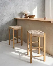 Set of 2 Bar Stools EMBRUN Wood Light Brown_1048681