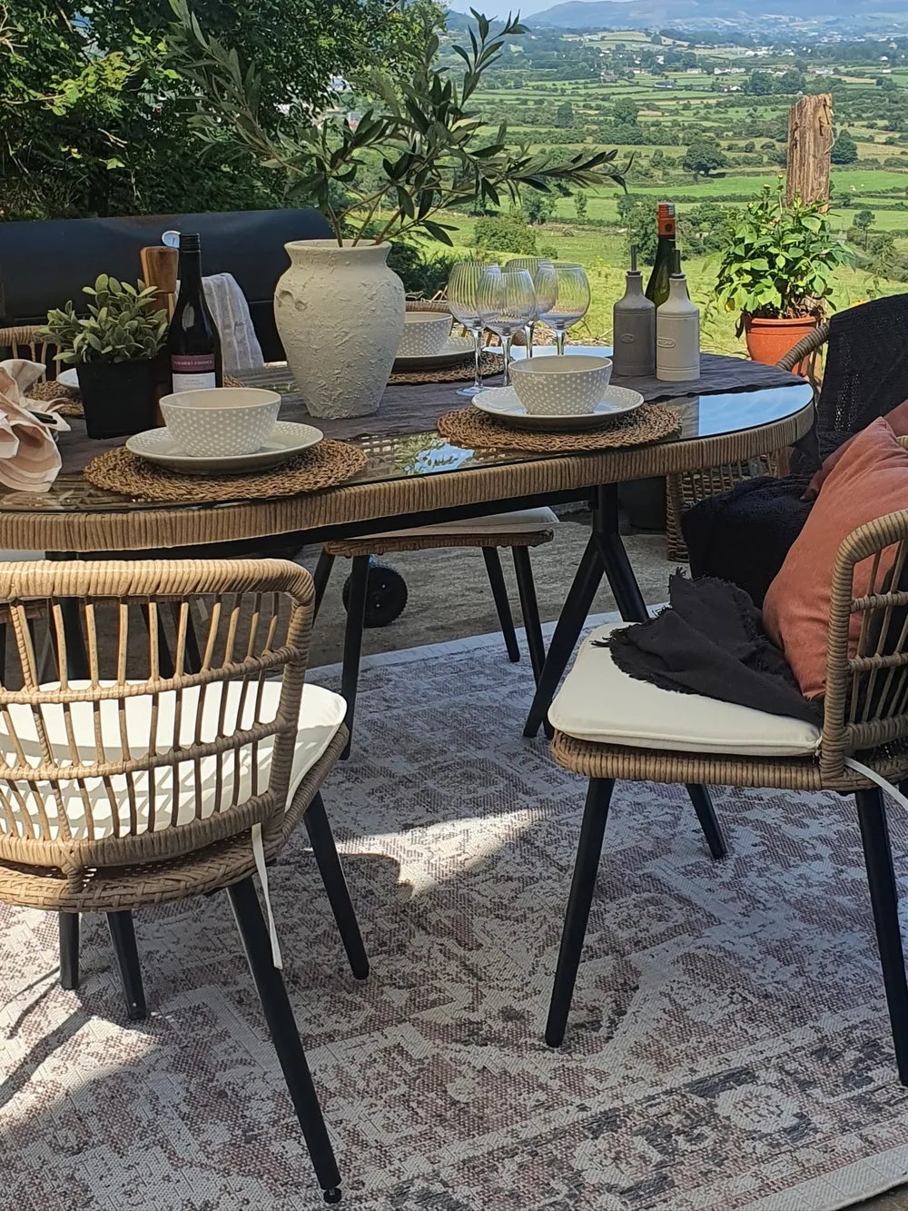 Gartenmöbel Set 6-Sitzer ALIANO II inkl. Kissen Polyrattan Beige_836109