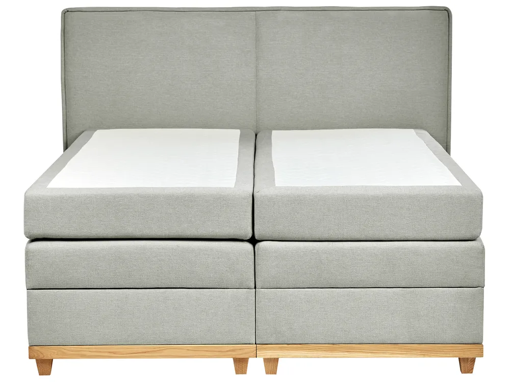 Boxspringbett mit Stauraum DYNASTY Stoff Hellgrau 160 x 200 cm_873534