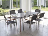Gartenmöbel Set 6-Sitzer GROSSETO Dreifachplatte Granit poliert Schwarz / Grau_764430