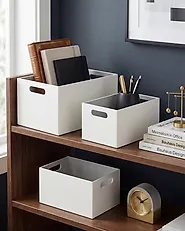 Set of 3 Boxes LARSA Faux Leather Beige_1184027