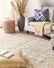 Teppich KADAPA Beige 140 x 200 cm Baumwolle_839182