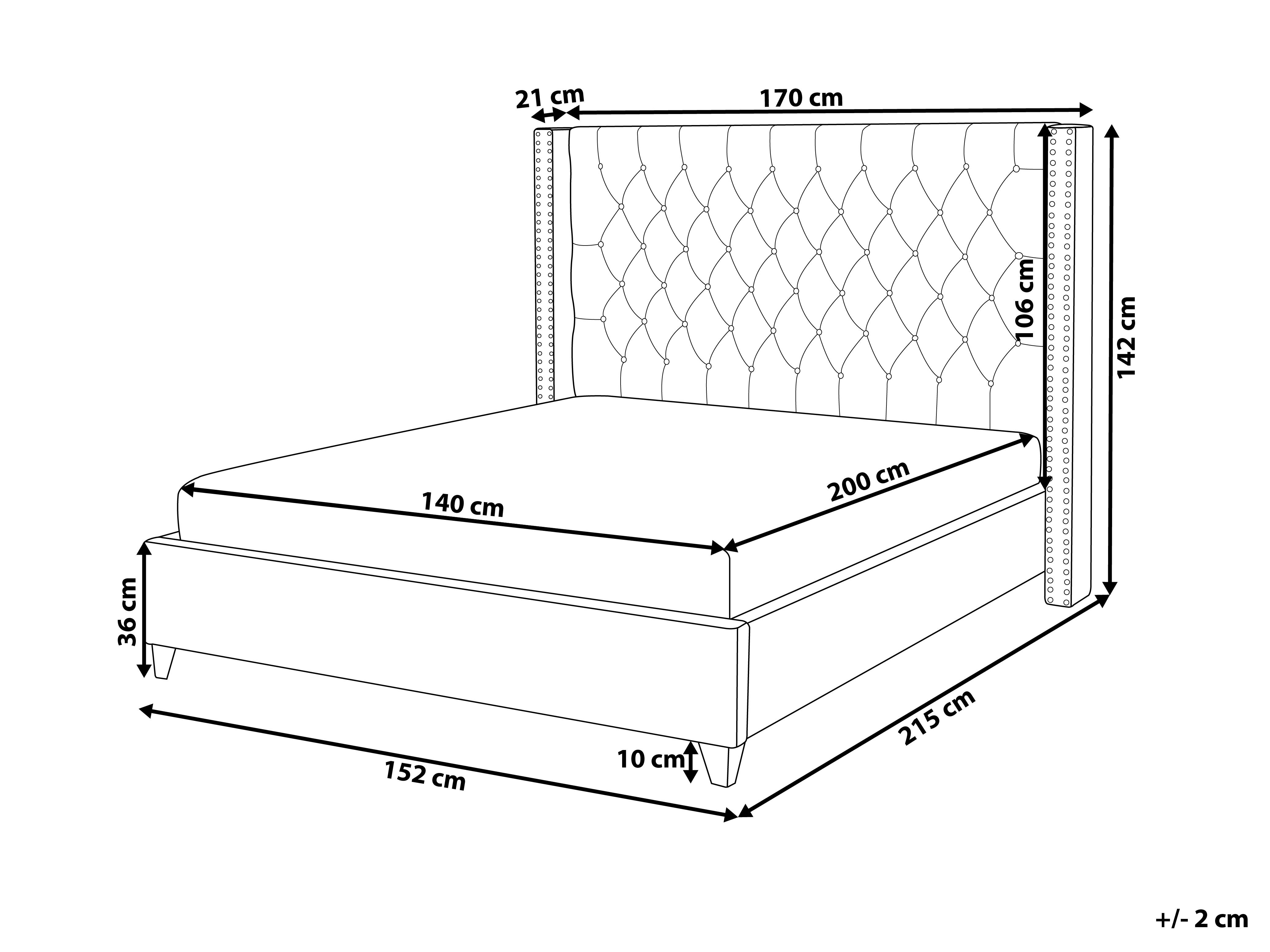 Bed Velvet LUBBON 140 x 200 cm (EU Double) Beige_899025