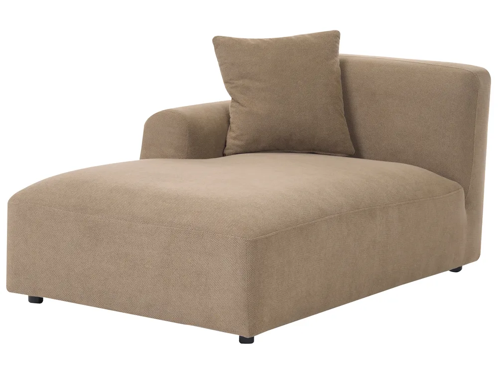 Modular Corner Sofa 3 Seater HEDE with Ottoman Fabric Brown Right Hand_1087461