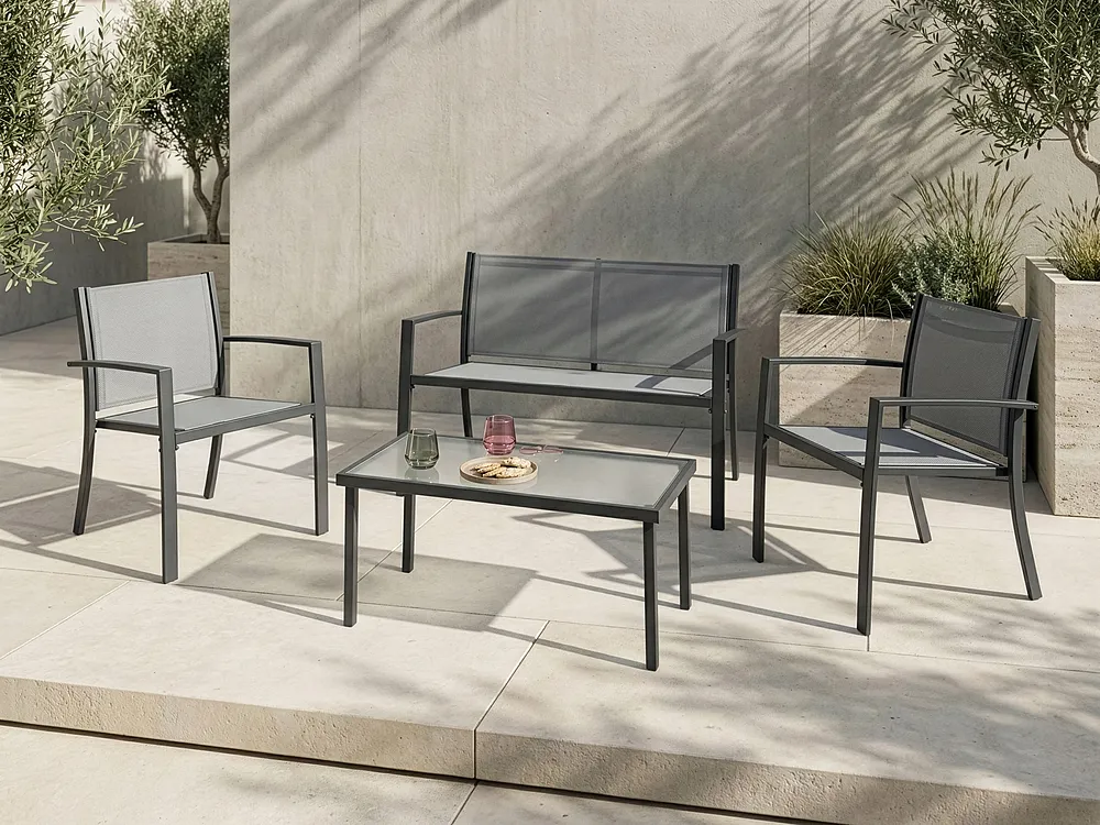 Lounge Set mit Tisch 4-Sitzer TAVOLETO Metall Grau_1154564