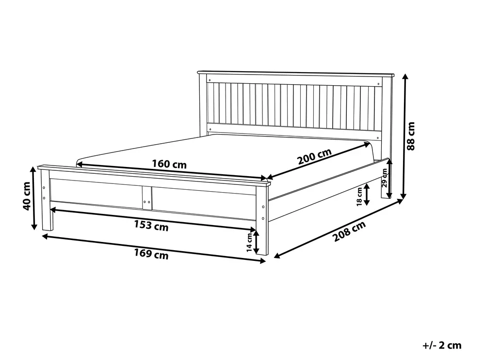 Bett mit Lattenrost Kiefernholz MAYENNE 160 x 200 cm Weiß_734361