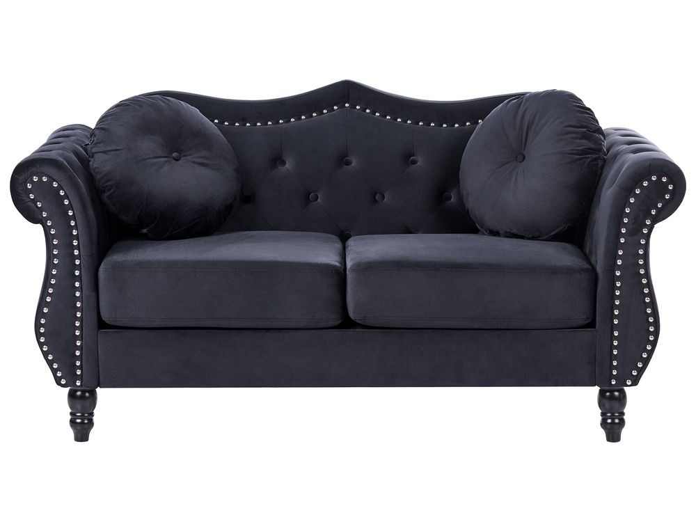 Sofa 2-Sitzer SKIEN Samtstoff Schwarz