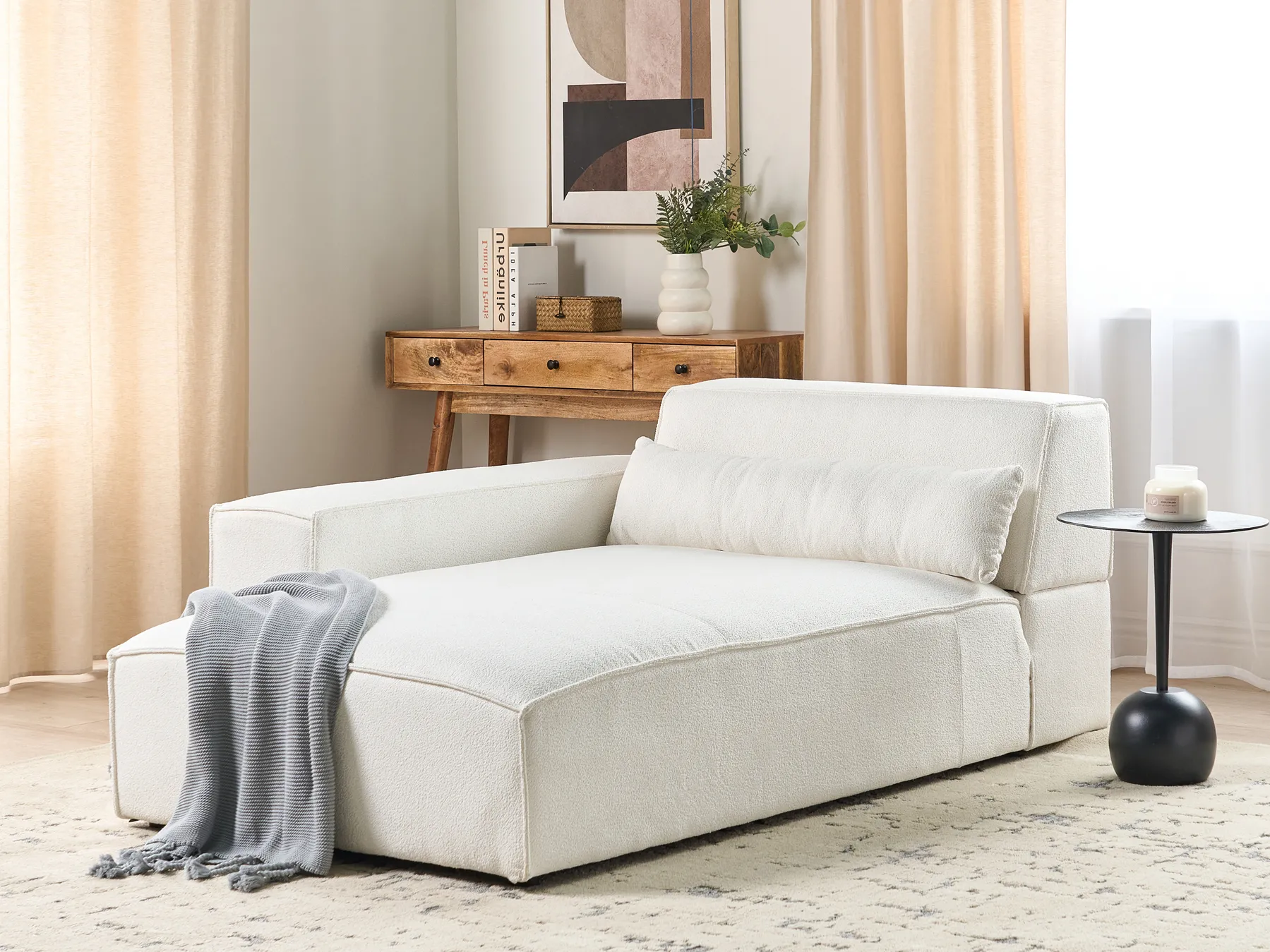Right-Hand Chaise Longue HELLNAR Boucle Off-White_911248