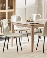 Esszimmerstuhl 4er Set KALISPELL Samtstoff Cremeweiß_929027