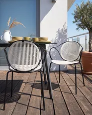 Gartenstuhl 2er Set IKARIA Metall Cremeweiß_1077575