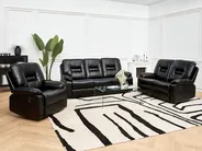 Sofa Set manuell verstellbar 6-Sitzer BERGEN Kunstleder Schwarz_1060500