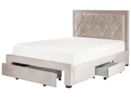 Bed with Storage Drawers LIEVIN Velvet Beige 140 x 200 cm (EU Double)_858022