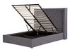 Bett mit Stauraum LUBBON Samtstoff Grau 140 x 200 cm