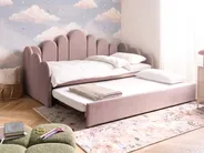 Ausziehbett Samtstoff POLIGNAC 90 x 200 cm Pastellrosa_1081296