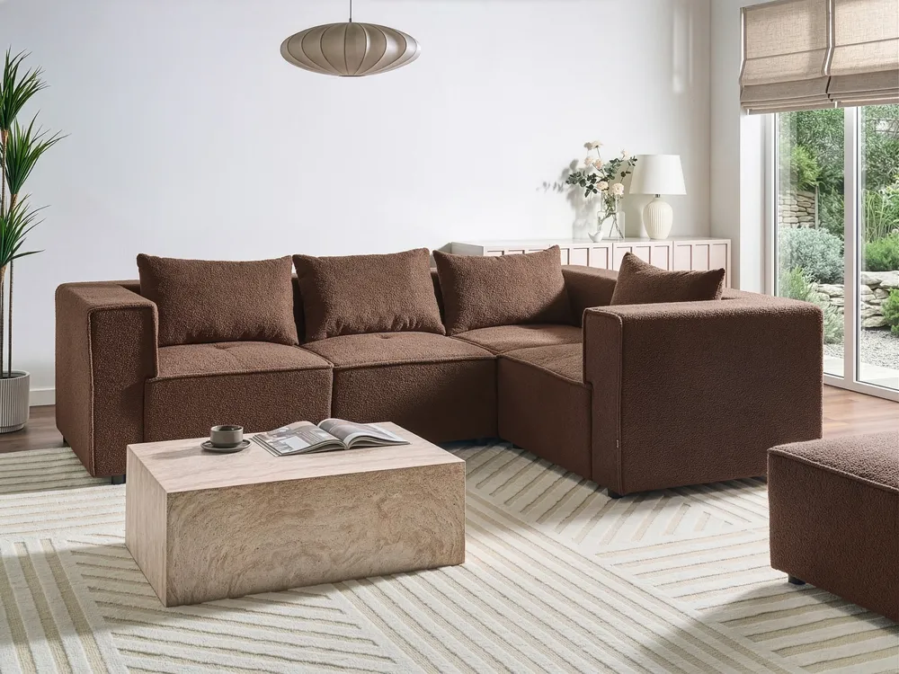 Modul Ecksofa 4-Sitzer AXEBO Bouclé Braun linksseitig