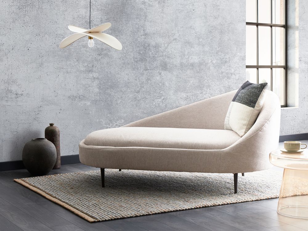 Right-Hand Chaise Longue VALREAS Fabric Taupe