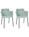 Set of 2 Dining Chairs BELFIELD Fabric Mint Green