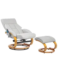Massage Chair FORCE with Footstool Faux Leather Light Grey_1071290