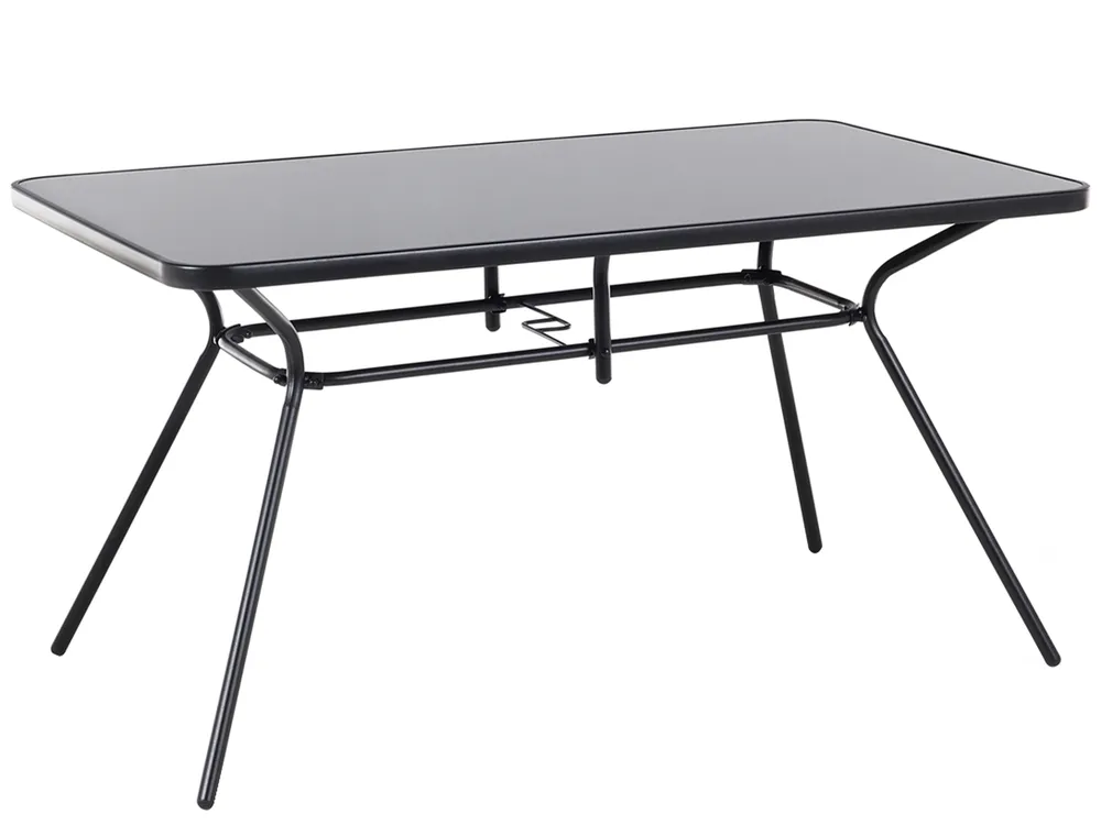 Gartentisch LIVO 140 cm 80 cm Glas Schwarz