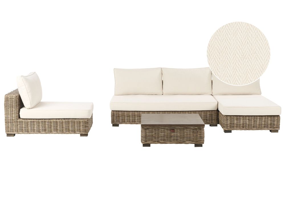 Lounge Set mit Tisch 4-Sitzer VARALLO modular Rattan Grau linksseitig