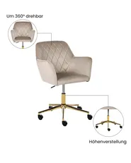 Schreibtischstuhl LELORIA Samtstoff Taupe_1065439