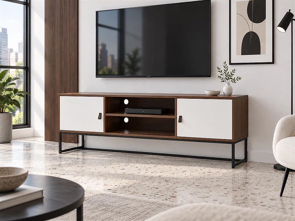 TV mizica NUEVA temno rjava/bela