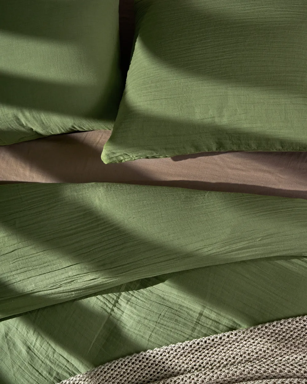 Duvet Cover Set SUMNER 150 x 200 cm Cotton Muslin Green_1060114