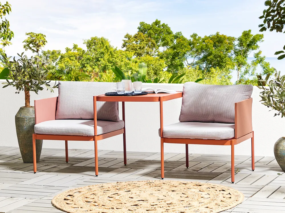 Ensemble de salon de jardin avec table 2 places TERRACINA Métal Orange_826662