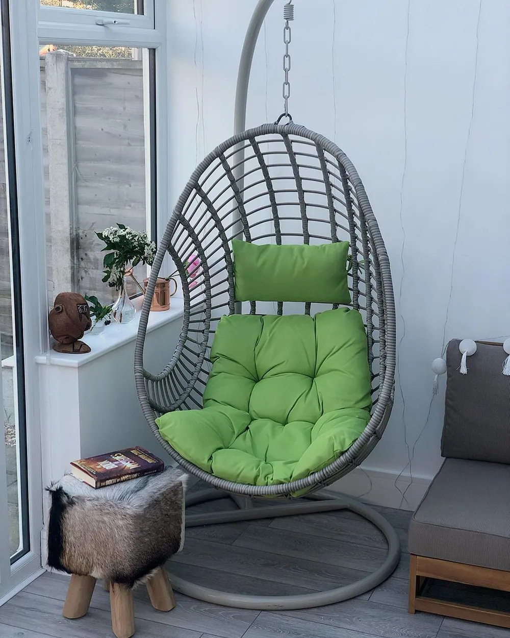 Hängesessel mit Gestell ARPINO Polyrattan Beige_771812