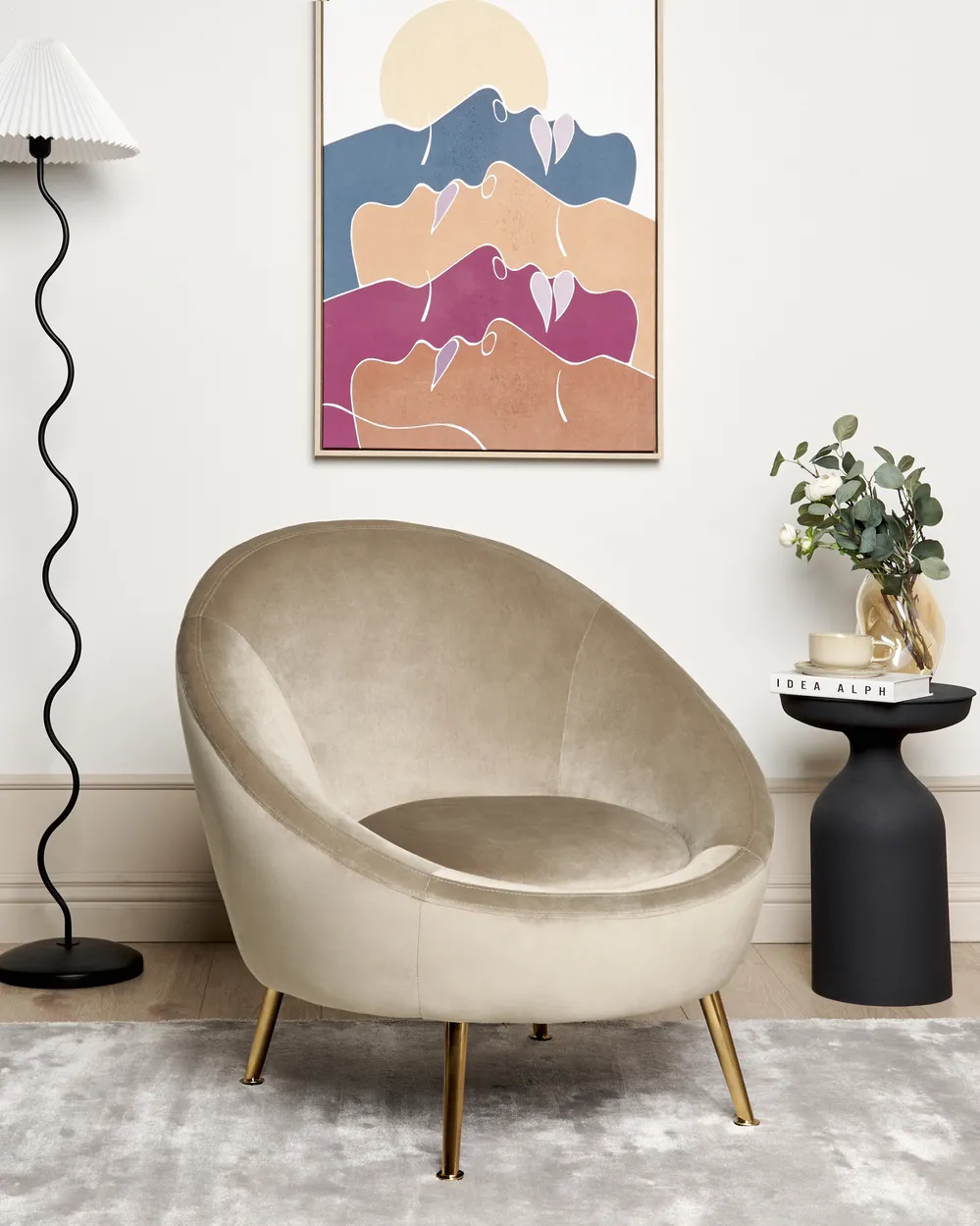 Sessel LANGA Samtstoff Taupe