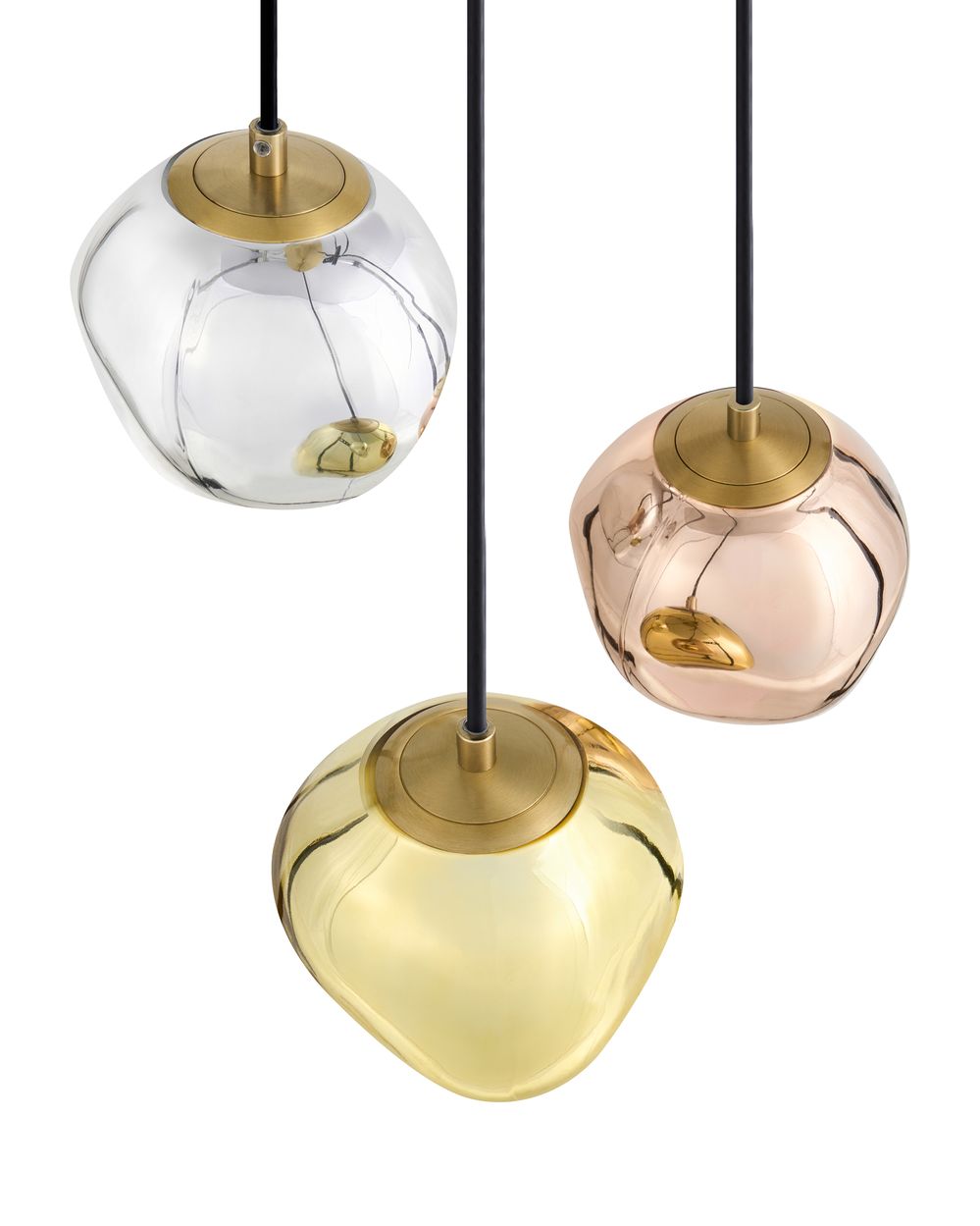 3-lichts hanglamp TSHUAPA Glas Meerkleurig